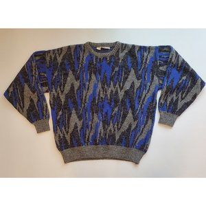 Santana Ltd. Abstract Cosby Style Fuzzy Men's Sweater Size XL Italy VTG 80s